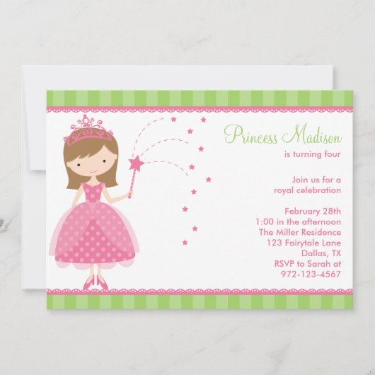 Princess Birthday Party Einladungen (Vorderseite)