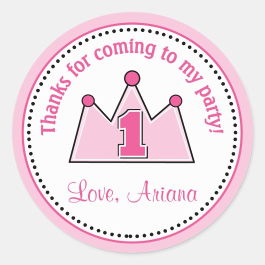 Princess Birthday Party favorit Tag Sticker (Vorderseite)