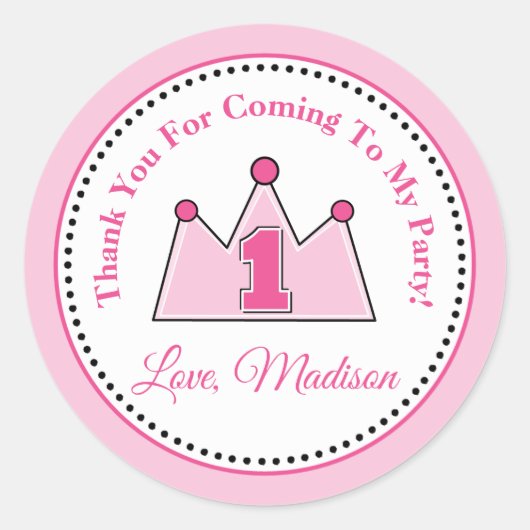 Princess Birthday Party favorit Tag Sticker (Vorderseite)