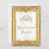 Princess Birthday Party Gold Confetti Tiara Einladung (Vorderseite)