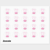 Princess Birthday Party Labels Stickers Pink Crown (Blatt)