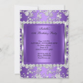 Princess Birthday Party Lila Silver Tiara Einladung (Rückseite)