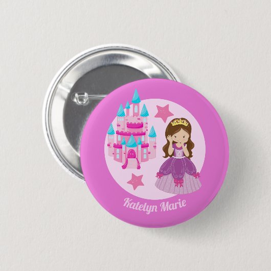 Princess Birthday Party Niedlich Kinder rosa Custo Button (Vorne & Hinten)