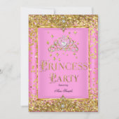 Princess Birthday Party Pink Gold Tiara Einladung (Vorderseite)