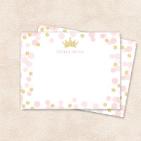 Princess Birthday Pink and Gold Dots Stationery