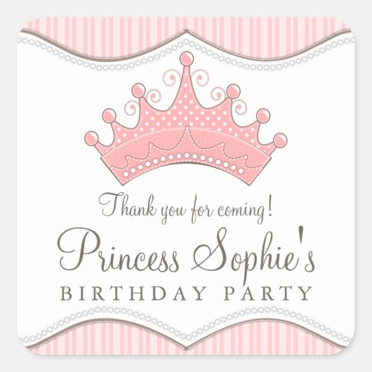 Princess Birthday Pink Crown Fevor Sticker (Vorderseite)