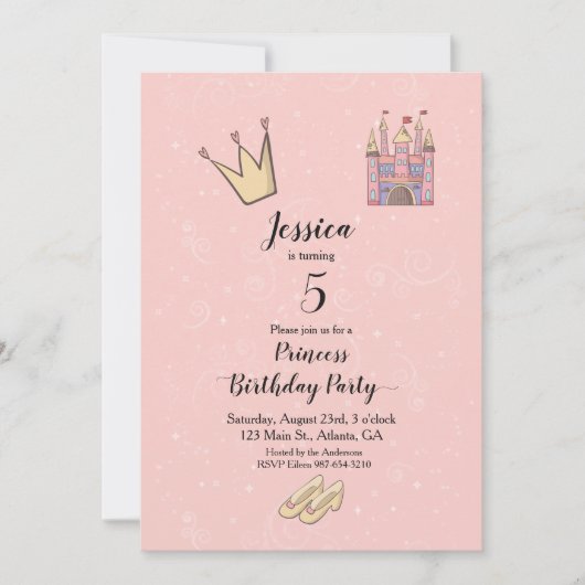 Princess Birthday Play Castle Einladung (Vorderseite)