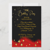 Princess Birthday Red Glitzer High Heels Crown Einladung (Rückseite)