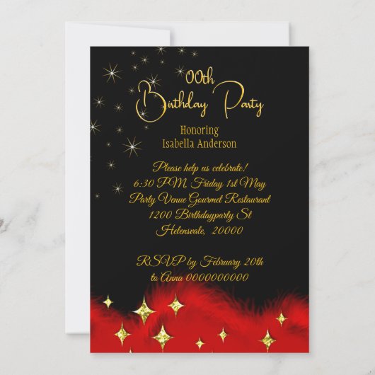 Princess Birthday Red Glitzer High Heels Crown Einladung (Rückseite)