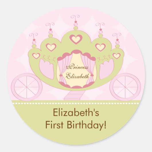 Princess Birthday Sticker Hübsche königliche Beför (Vorderseite)