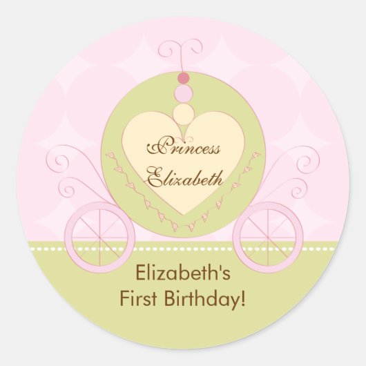 Princess Birthday Sticker Hübsche königliche Beför (Vorderseite)