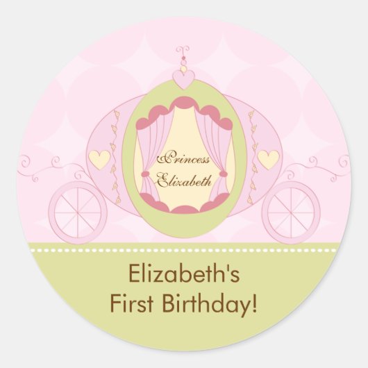 Princess Birthday Sticker Hübsche königliche Beför (Vorderseite)