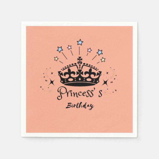 Princess Birthday - Vintage Minimalistische Retro  Serviette (Vorderseite)