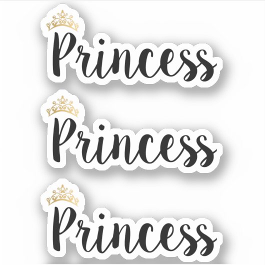 Princess Black Script Schriftart Crown Aufkleber (Vorderseite)