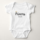 Princess Black Script Schriftart Crown Baby Strampler (Vorderseite)