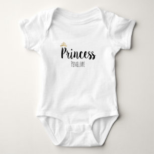 Princess Black Script Schriftart Crown Baby Strampler
