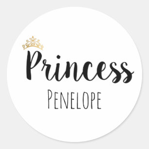 Princess Black Script Schriftart Crown Runder Aufkleber