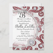 Princess Bling Diamond Pearls Party Einladungen (Vorderseite)