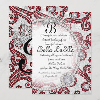 Princess Bling Diamond Pearls Party Einladungen