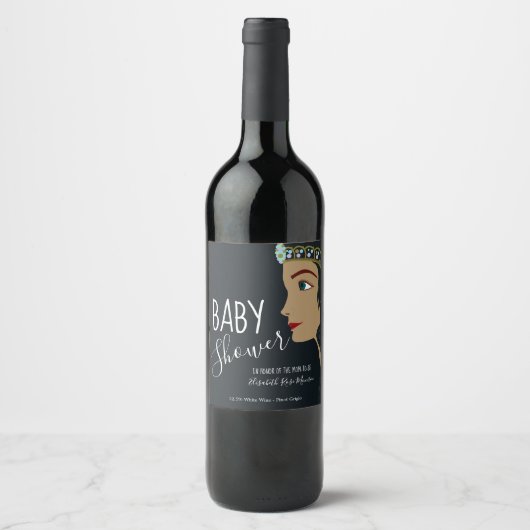 Princess Blue Baby Dusche Weinetikett (Vorderseite)