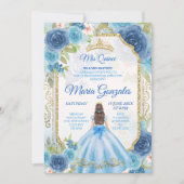 Princess Blue Rose Mexikanisch 15 Anos Einladung (Vorderseite)