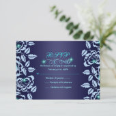 Princess Blue Rose Sweet16 RSVP Card Karte (Stehend Vorderseite)