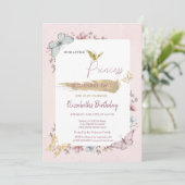 Princess Blume Schmetterlinge Rosa Geburtstag Einladung (Stehend Vorderseite)