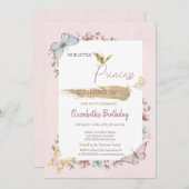 Princess Blume Schmetterlinge Rosa Geburtstag Einladung (Vorne/Hinten)