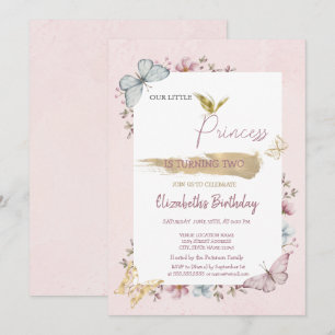 Princess Blume Schmetterlinge Rosa Geburtstag Einladung