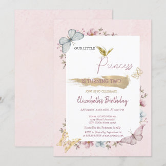 Princess Blume Schmetterlinge Rosa Geburtstag Einladung