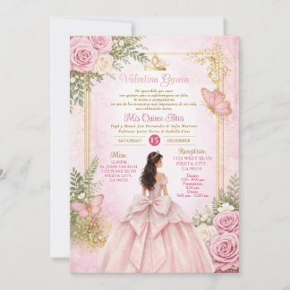 Princess Blush Pink Quinceañera Invitation Einladung