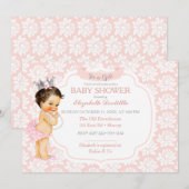 Princess Blush Pink & Silver Baby Girl Einladung (Vorne/Hinten)