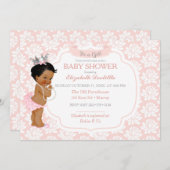 Princess Blush Pink & Silver Baby Girl Einladung (Vorne/Hinten)