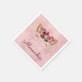 Princess Blush Pink Sparky Kitty Monogram Serviette (Ecke)