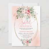 Princess Blush Rose Gold Sweet 16 Birthday Invite Einladung (Vorderseite)