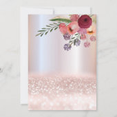 Princess Boho floral Girly Rose Goldglitterie Einladung (Rückseite)