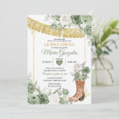 Princess Boot Sage Green Quinceañera Einladung (Stehend Vorderseite)
