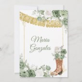 Princess Boot Sage Green Quinceañera Einladung (Rückseite)