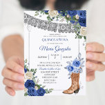 Princess Boot Silver Navy Quinceañera Einladung<br><div class="desc">Princess Boot Silver Navy Quinceañera Einladung Mis Quince Anos,  15. Geburtstag, </div>