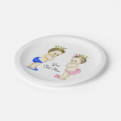 Princess Boy und Girl Twin Baby Pappteller (Schrägansicht)