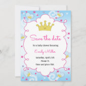 Princess Butterfly Babydusche Save the Date (Vorderseite)