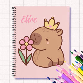 Princess capybara Cartoon pink girly personalized  Notizblock