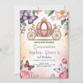 Princess Carriage Birthday Einladung (Vorderseite)