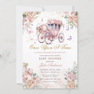 Princess Carriage Blush Pink Bläsernblütendusche Einladung