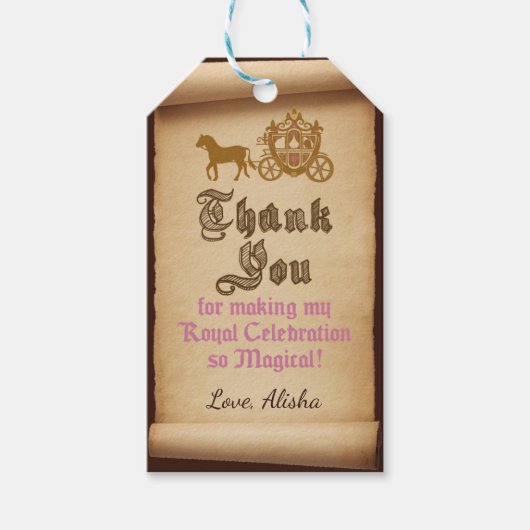 Princess Carriage Favor Tag Geschenkanhänger (Vorderseite)