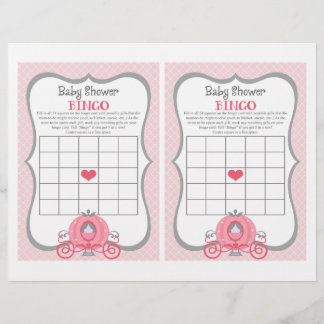Princess Carriage Pink Baby Dusche Bingo Spiel