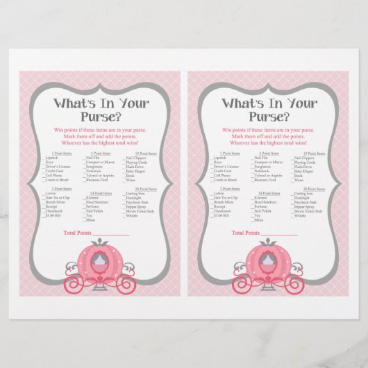 Princess Carriage Pink Baby Shower Pursuit Game (Vorderseite)