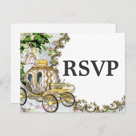 Princess Carriage Theme Wedding RSVP Postcard Einladungspostkarte (Vorne/Hinten)