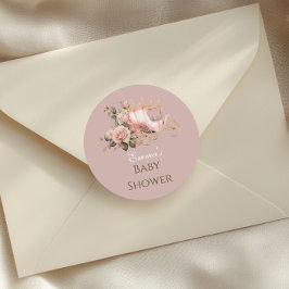 Princess Carriage Vintag Pink Roses Baby Dusche Runder Aufkleber