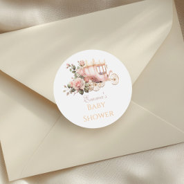 Princess Carriage Vintag Pink Roses Baby Dusche Runder Aufkleber